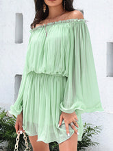 Solid Color Flared Sleeves Off-The-Shoulder Mini Dress